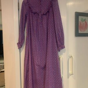 Vintage Laura Ashley Purple Dress with Red Floral Pattern